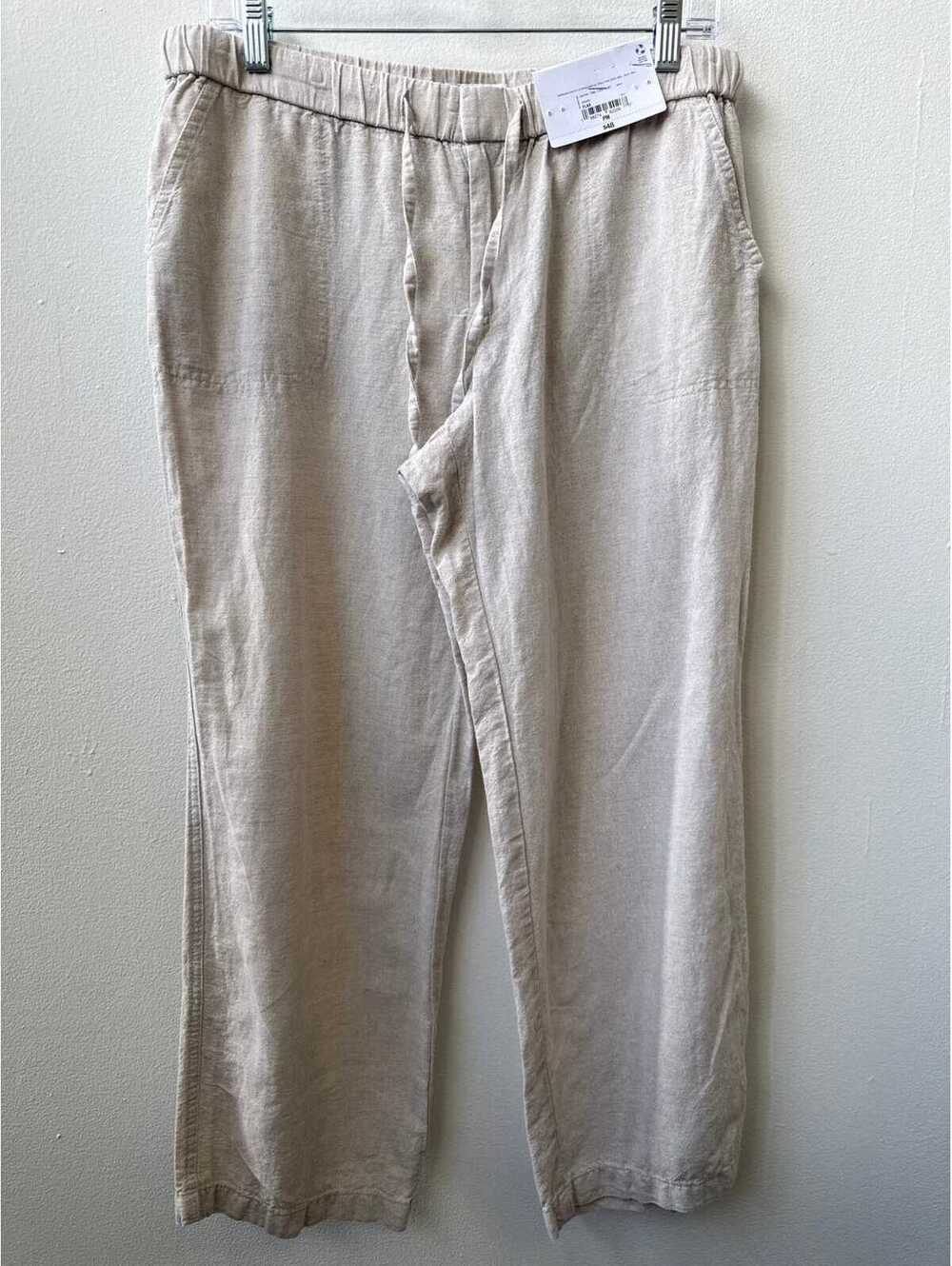 Liz Claiborne Linen-Cotton Wide Leg Pants Natural Coastal Petite Medium